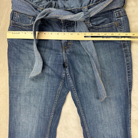 Calvin Klein Jeans Paper Bag Waist Tie Ankle Jogger Cuff Blue Denim Pants Size 8 - Picture 5 of 10